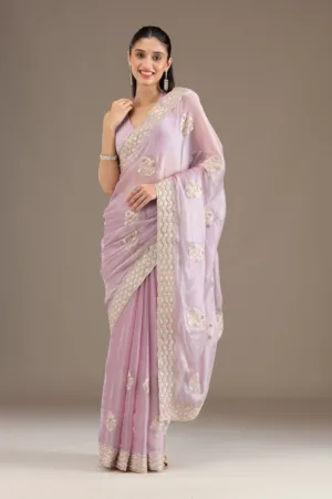 Lavender Zariwork Tissue Saree