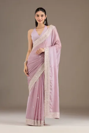 Mauve Stonework Tissue Saree