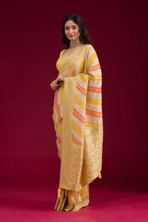 Yellow Plain Georgette Saree