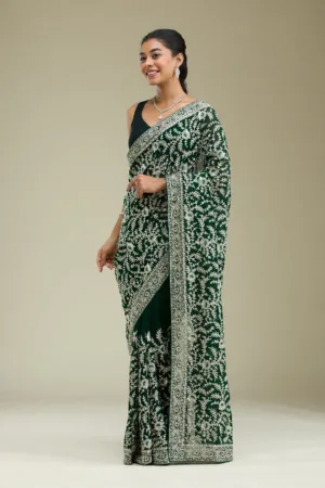 Green Zariwork Georgette Saree