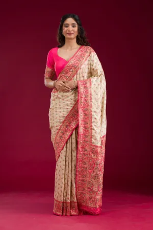 White Cutdana Art Silk Saree
