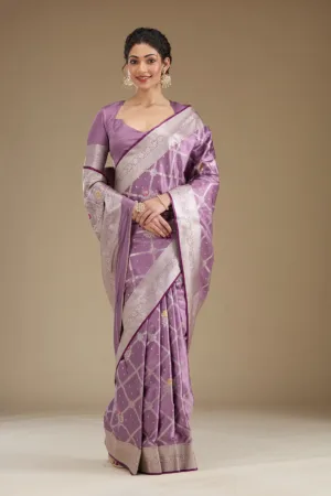 Lavender Zariwork Satin Saree