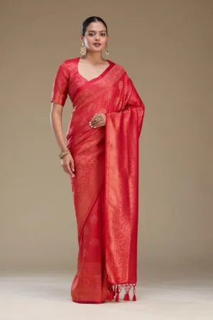 Red Zariwork Art Silk Saree