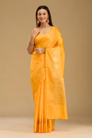 Mustard Zariwork (Gold) Silk Saree