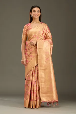 Gajari Pink Zariwork (Gold) Silk Silk_Saree