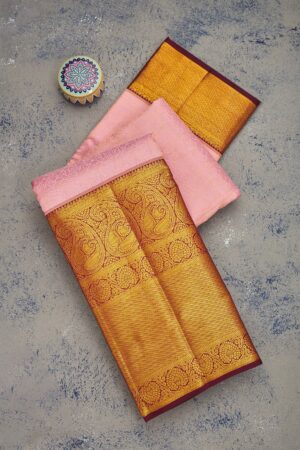 Baby Pink Zariwork Pure Silk Saree