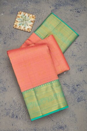 Peach Zariwork Pure Silk Saree