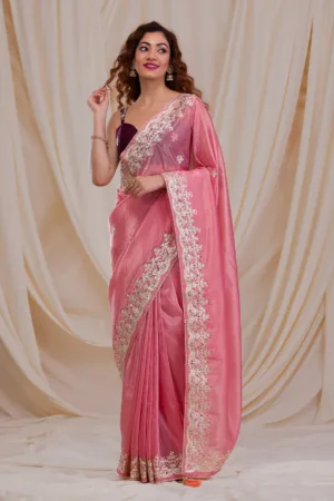Pink Gotapatti Tissue Saree