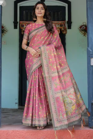 Rani Pink Handloom Cotton Saree