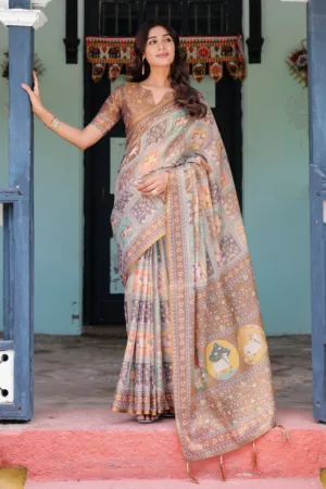 Coffee Brown Handloom Cotton Saree