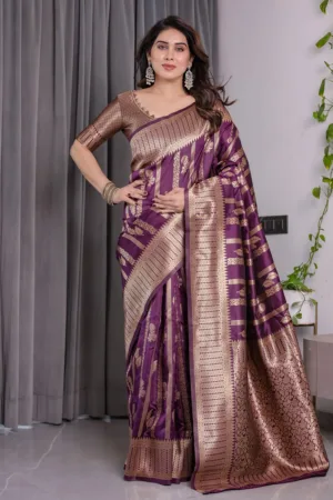 Majestic Purple Pure Kanjivaram Silk Saree