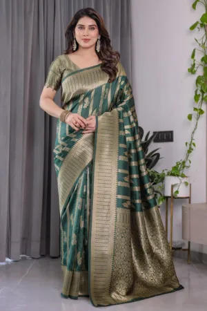Forest Green Pure Kanjivaram Silk Saree