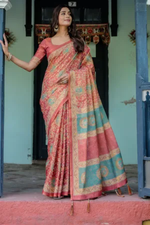 Terracotta Red Handloom Cotton Saree