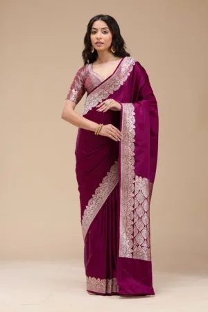Peacock Blue Zariwork (Gold) Banarasi Silk Saree