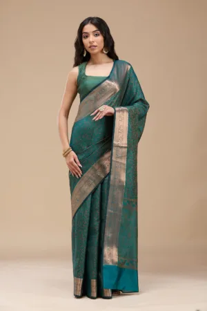 Rama Green Zariwork (Gold) Banarasi Silk Saree