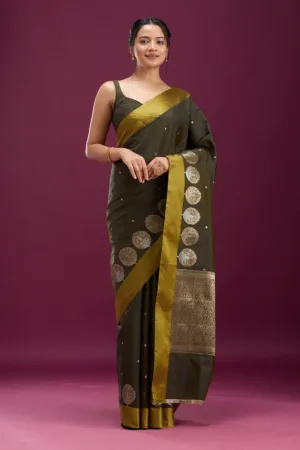Mehendi Zariwork (Gold) Silk Saree