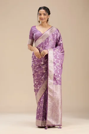 Lavender Stonework Silk Saree