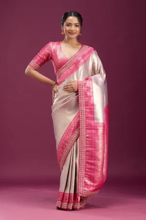 Light Lavender Cording Silk Saree