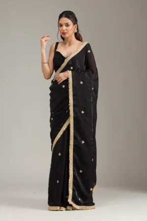 Black Stonework (Gold) Georgette Saree