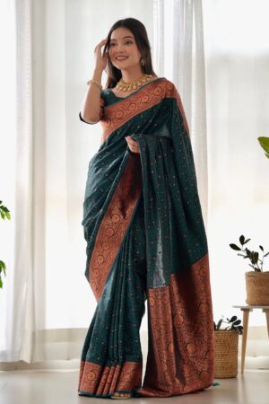 Pure Gaji Silk Saree Weaved With Zari Comes With Tassels