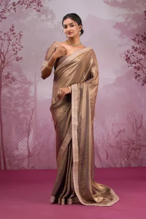 Copper Threadwork Tissue Saree