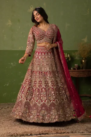 Rani Pink Zariwork Net Readymade Lehenga
