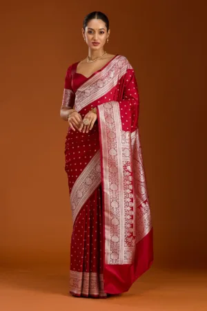 Maroon Zariwork Satin Silk Saree