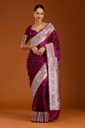 Purple Zariwork Satin Silk Saree