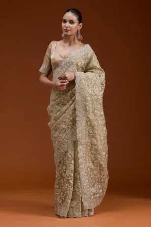 Gold Cording Tissue Saree