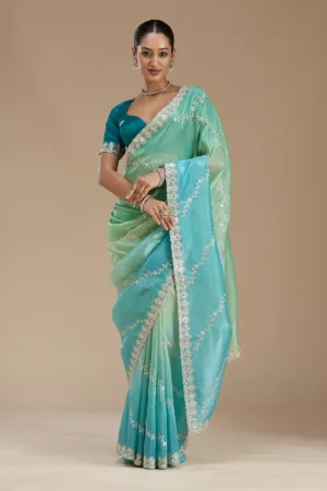 Blue Gotapatti Crepe Saree
