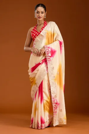 Rani Pink Gotapatti Crepe Saree