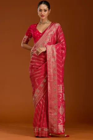 Magenta Pink Stonework Silk Saree