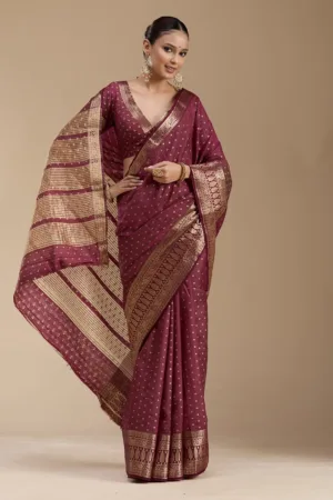 Maroon Zariwork (Gold) Silk Silk_Saree