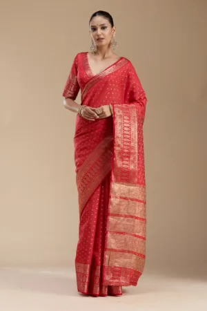 Red Zariwork (Gold) Silk Saree