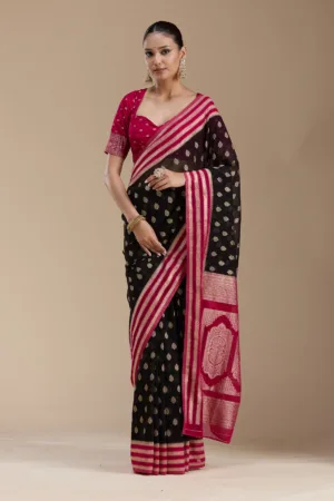 Black Zariwork Georgette Silk_Saree