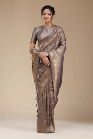 Lavender Banarasi Silk Saree