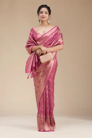 Rani Pink Banarasi Silk Saree