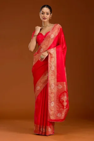 Red Zariwork Crepe Silk Saree