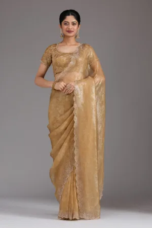 Gold Stonework (Gold) Tissue Saree