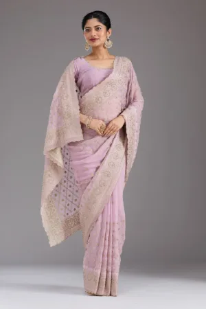 Lavender Zariwork (Gold) Georgette Saree