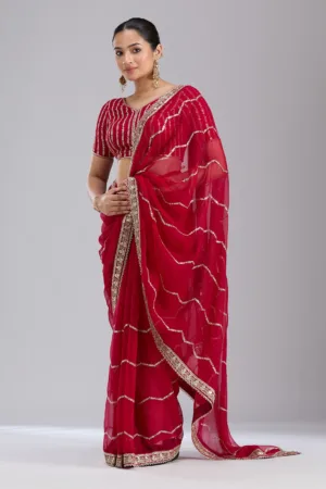 Rani Pink Sequins Georgette Saree