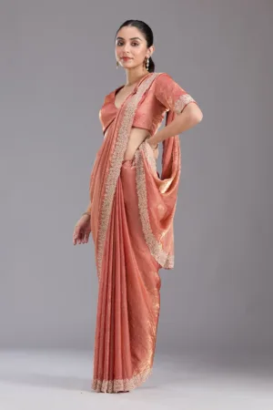 Rust Stonework (Gold) Tissue Saree