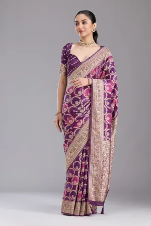 Purple Banarasi Silk Saree