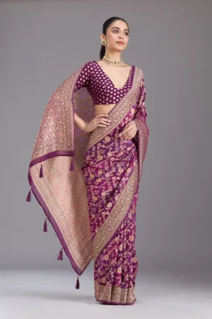 Purple Banarasi Silk Saree