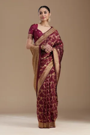Maroon Zariwork Art Silk Saree