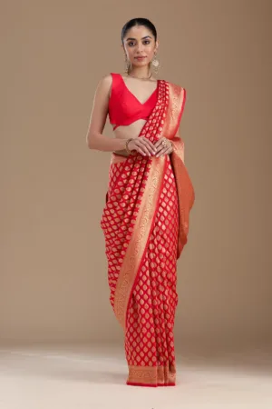 Red Zariwork Art Silk Saree
