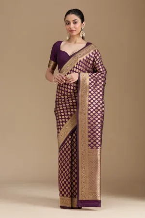 Wine Zariwork Art Silk Saree