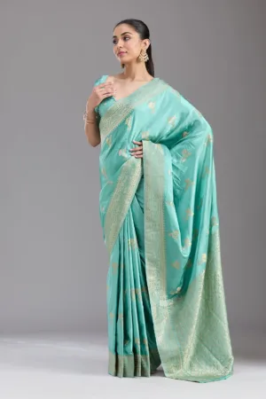 Sky Blue Zariwork Art Silk Saree