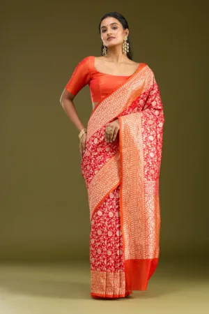 Red Zariwork (Gold) Art Silk Saree